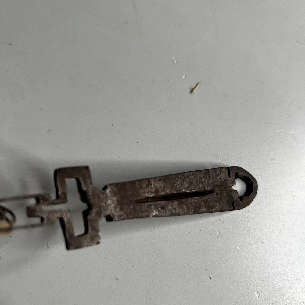 Vintage Tuareg Agadez Cross Pendant Necklace Etched Metal Leather Cord Tribal